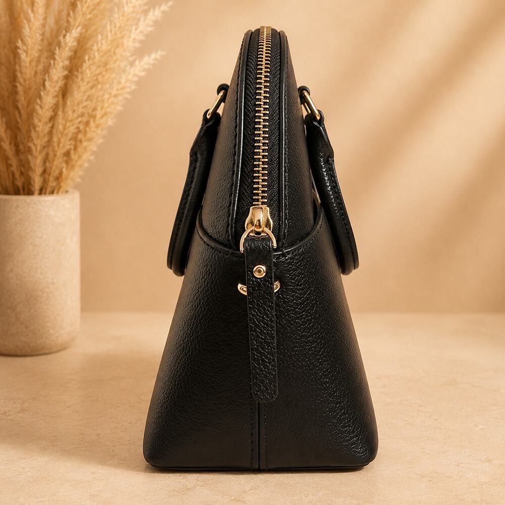 Kate Spade New York Black Pebbled Leather Dome Satchel Top Handle - Picture 3 of 5